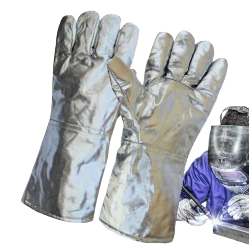 Davivian Thermische Isolierhandschuhe,Aluminiumfolie Feuerschutz Schutzhandschuhe - Sicherheits-Arbeitshandschuhe für Stahlschmelzen Glasverarbeitung Metallurgie Küche Davivian Thermische Isolierhandschuhe,Aluminiumfolie Feuerschutz Schutzhandschuhe - Sicherheits-Arbeitshandschuhe für Stahlschmelzen Glasverarbeitung Metallurgie Küche von Davivian