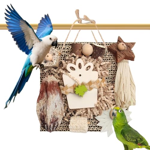 Davivian Vogelsuchspielzeuge,Holz Und Pappe Kauspielzeug Für Vögel - Käfig Zubehör Zum Mit Hängematte Fensterplatz Spielbereich Für Innnenbereich von Davivian