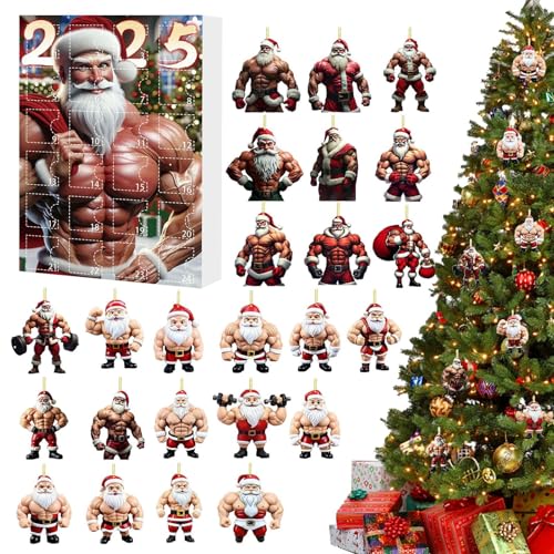 Davivian Weihnachts Advents Spielzeug 2025, 24 Tage 2D Acryl Bodybuilder Santa Ornament Countdown Kalender für Kinder, Liebevoller Weihnachtsschmuck Geschenk Für Kinder Erwachsene Familie Freunde Davivian Weihnachts Advents Spielzeug 2025, 24 Tage 2D Acryl Bodybuilder Santa Ornament Countdown Kalender für Kinder, Liebevoller Weihnachtsschmuck Geschenk Für Kinder Erwachsene Familie Freunde von Davivian