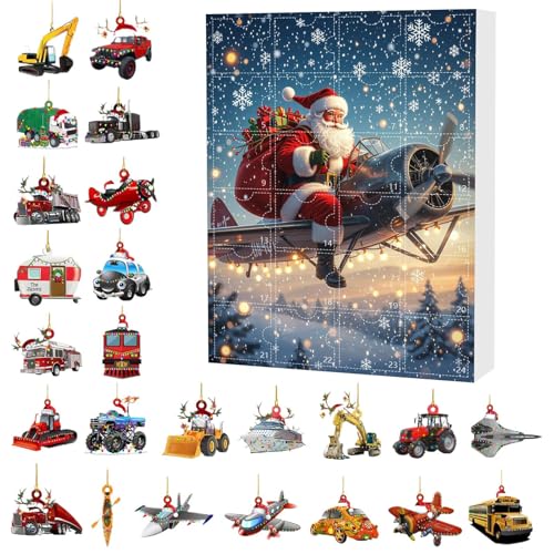 Davivian Weihnachtskalender | 24 Türchen Weihnachtskalender 2025 | Acryl Weihnachtsmann Transport Motiv 2D Deko Souvenir | Für Festbaum Zuhause Garten von Davivian