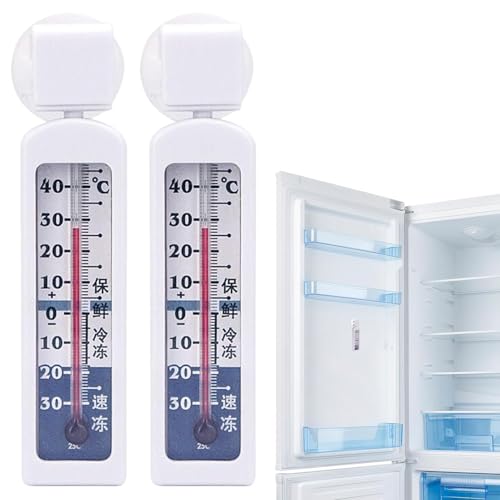 Kühlschrankthermometer 2 Stück Thermometer Für Kühlschrank & Gefrierschrank, -30 Grad Max +40 Grad, Saugnapf Temperaturanzeige Zum Aufhängen Im Kühlschrank, Gefrierschrank, Kühltruhe, Weinkühlschrank von Davivian