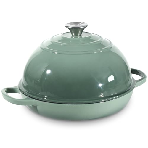 Davivy 5,5 qt emaillierter Dutch Oven für Sauerteigbrot Backen mit Deckel, 25,4 cm runde Gusseisen-Brotpfanne mit Deckel, Gusseisen-Sauerteig-Dutch Oven - Meersalzgrün von Davivy