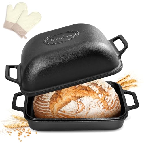 Davivy 9qt Vorgebrannter Dutch Oven für Sauerteigbrot mit Deckel, antihaftbeschichtete Gusseisen-Sauerteig-Brotlaib-Backform mit Deckel, große Kapazität, vorgebrannte Gusseisen-Kastenform Davivy 9qt Vorgebrannter Dutch Oven für Sauerteigbrot mit Deckel, antihaftbeschichtete Gusseisen-Sauerteig-Brotlaib-Backform mit Deckel, große Kapazität, vorgebrannte Gusseisen-Kastenform von Davivy