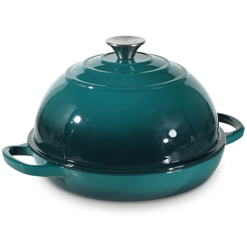 Davivy Runder Brotofen mit gewölbtem Deckel, emaillierter Dutch Oven für Sauerteigbrot Backen, 5,5 qt, Gusseisen-Sauerteig-Backform mit Deckel, Farbverlauf, Blaugrün von Davivy