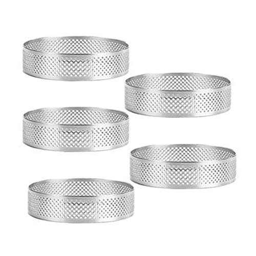 Dawafit 5 StüCk Kreis FöRmige Torte Ring Dessert Edelstahl Perforation Kuchen Quiche Kuchen Mousse Form KüChe Back Form von Dawafit