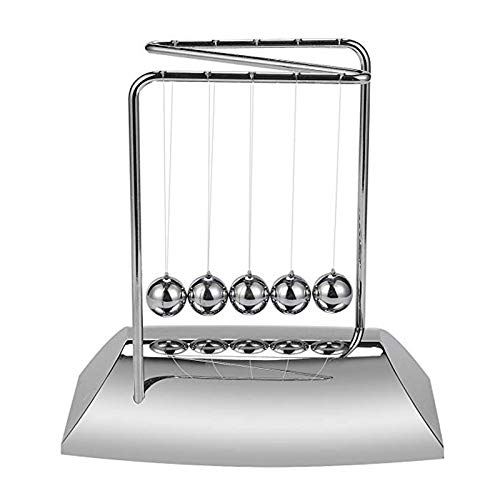 Dawafit Balls Bringen Sie 5 BäLle Mit, Wiege im Z-Form, Pendel Kugeln Aus Galvanisiertem Metall Material mit Sockel, Physik Gadget von Dawafit