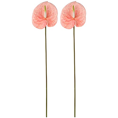 Dawafit Künstliche Anthurium-Blumen, RealContactBouquet, Dekoration, Brautschmuck, Hochzeitsarrangement, Rosa, 2 Stück von Dawafit