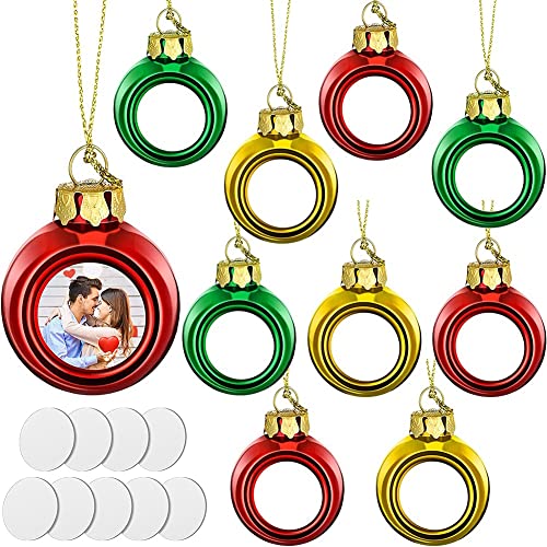 Daweglop 9 Stück Sublimation Weihnachtskugel Ornamente Weihnachtsbaum bruchsicher für die Dekoration von Hochzeitsfeiern, Urlaub, 1,6 von Daweglop