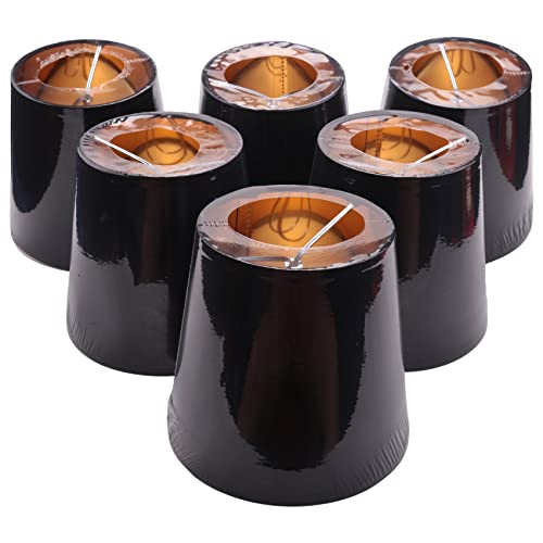 Schwarze Lampenschirme mit Gold Futter Clip Licht Schirmen Kerzen Kronleuchter Lampen Schirme, 6 Set von Daweglop