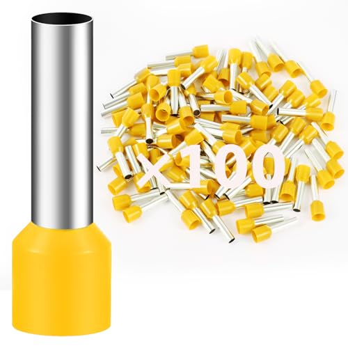 100Stk 6mm² Aderendhülsen 12mm Lang Aderendhülse Teillisoliert PVC Kabel-Verbinder aus Kupfer verzinnt von Dawenur