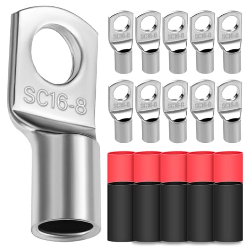 10x Rohrkabelschuhe 16mm² Kabelschuhe Loch-Ø M8 Ringkabelschuh Verdicktes Kupfer Unisolierte SC Kabelschuh mit 10 Schrumpfschlauch 3: 1 10x Rohrkabelschuhe 16mm² Kabelschuhe Loch-Ø M8 Ringkabelschuh Verdicktes Kupfer Unisolierte SC Kabelschuh mit 10 Schrumpfschlauch 3: 1 von Dawenur