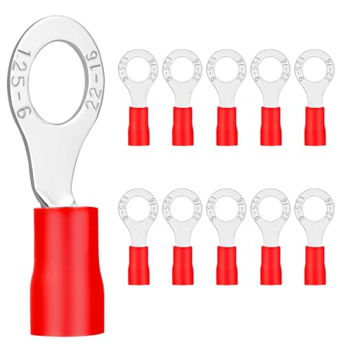 20x Ringkabelschuhe 0,5-1,5 mm² rot Loch-Ø M6 Kabelschuhe Quetschverbinder Teillisoliert PVC Kabel-Verbinder aus Kupfer verzinnt 20x Ringkabelschuhe 0,5-1,5 mm² rot Loch-Ø M6 Kabelschuhe Quetschverbinder Teillisoliert PVC Kabel-Verbinder aus Kupfer verzinnt von Dawenur