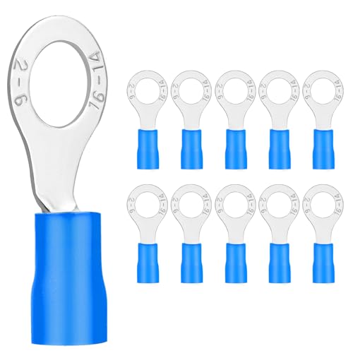 20x Ringkabelschuhe 1,5-2,5 mm² blau Loch-Ø M6 Kabelschuhe Quetschverbinder Teillisoliert PVC Kabel-Verbinder aus Kupfer verzinnt von Dawenur