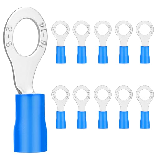 20x Ringkabelschuhe 1,5-2,5 mm² blau Loch-Ø M8 Kabelschuhe Quetschverbinder Teillisoliert PVC Kabel-Verbinder aus Kupfer verzinnt von Dawenur