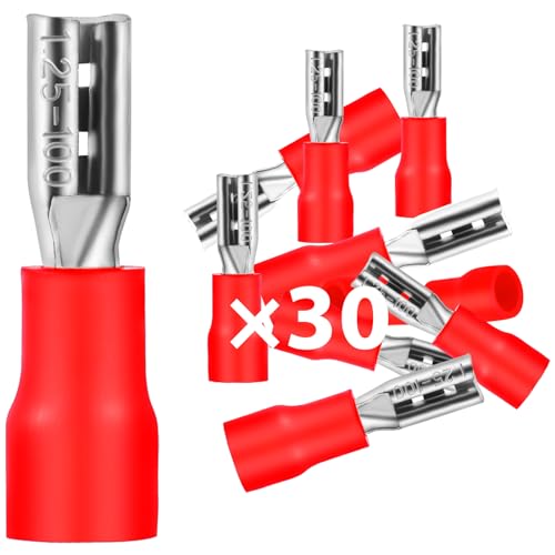 30Stk Flachsteckhülsen 0,5-1,5mm²/Steckbreite 2,8mm PVC Flachstecker Teilisoliert Kabelschuh FDD Kabel-Verbinder aus Kupfer verzinnt 30Stk Flachsteckhülsen 0,5-1,5mm²/Steckbreite 2,8mm PVC Flachstecker Teilisoliert Kabelschuh FDD Kabel-Verbinder aus Kupfer verzinnt von Dawenur