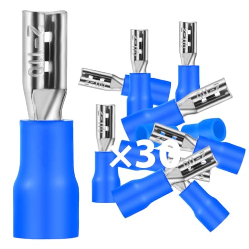 30Stk Flachsteckhülsen 1,5-2,5mm²/Steckbreite 2,8mm PVC Flachstecker Teilisoliert Kabelschuh FDD Kabel-Verbinder aus Kupfer verzinnt von Dawenur
