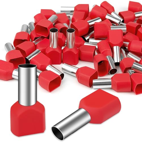 50Stk Twin Aderendhülsen 10mm² Lang 14mm Aderendhülse Teillisoliert PVC Kabelhülsen aus Kupfer verzinnt von Dawenur