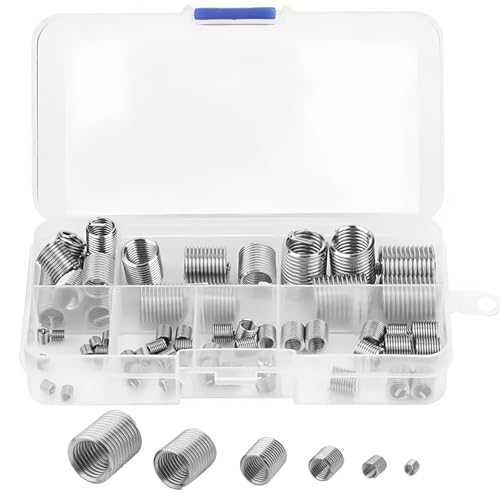 DawlQawwi Pro Set mit 60 selbstschneidenden Gewindeeinsätzen, Edelstahl A2 – M3 bis M12 (Reparatur von Kunststoff-/Metallgewinden) + Aufbewahrungsbox von DawlQawwi