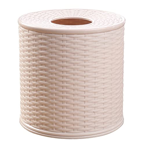 DawnDream Taschentuchbox Runder Container Wohnzimmer Schlafzimmer Geschenk Serviettenhalter Home WC Papier Lagerung Desktop Hotel Dekorative Tissue Box Staubdicht KosmetiktüCher Box (Color : Beige) von DawnDream