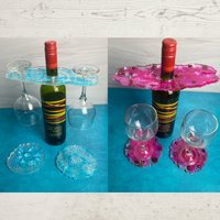 Gießharz Weinglas Butler Und 2 Passende Untersetzer, 1 A Kind, Original Geschenk, Rosa Oder Teal Sets, Schnell Zu Versenden von DawnsDecorItems