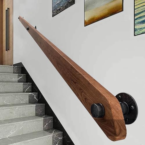 Hölzerne Handläufe für Treppen Treppengeländer Wandmontierter rutschfester Haltegriff Handlauf für Home Indoor Lofts Steps Decking Stairs Massivholz (A, 80CM) von Dawselod
