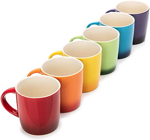 Dawsons Living Mehrfarbiges Steingut-Tassen-Set Becher – breite Tee-, Kaffee- und Heißschokoladentassen – Set mit 312 ml von Dawsons Living