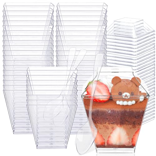 Dawumin Dessertgläser Wiederverwendbar, 50 Stück Dessertbecher mit Deckel und Löffeln, 60ml Dessertschalen Wiederverwendbar, Dessertschalen Set Mini Desserttassen für DIY Desserts Pudding Mousse Eis Dawumin Dessertgläser Wiederverwendbar, 50 Stück Dessertbecher mit Deckel und Löffeln, 60ml Dessertschalen Wiederverwendbar, Dessertschalen Set Mini Desserttassen für DIY Desserts Pudding Mousse Eis von Dawumin