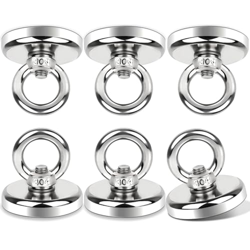 Dawumin Neodym Magnete mit Loch, 80kg Neodym Magnet Extra Starke Magnetfischen, Runde Starkmagnet Magnet Hake Magnete, Multifunktions Magnet für Geeignet Angeln, Zuhause, Werkstätten(5PC-48mm) von Dawumin