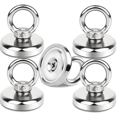Starke Magnete Neodym Ösenmagnet Ø32 mm, 45 kg Neodym Magnete Extra Stark für Magnetisches Fischen Teichbergung Zuhause Seen Rasen von Dawumin