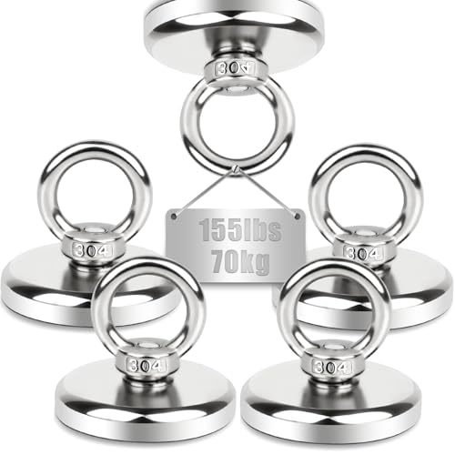 Starke Magnete Neodym Ösenmagnet Ø42 mm, 70 kg Neodym Magnete Extra Stark für Magnetisches Fischen Teichbergung Zuhause Seen Rasen von Dawumin