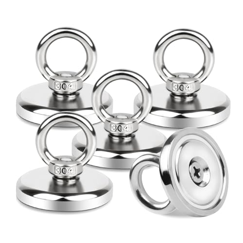 Starke Magnete Neodym Ösenmagnet Ø48 mm, 85 kg Neodym Magnete Extra Stark für Magnetisches Fischen Teichbergung Zuhause Seen Rasen von Dawumin