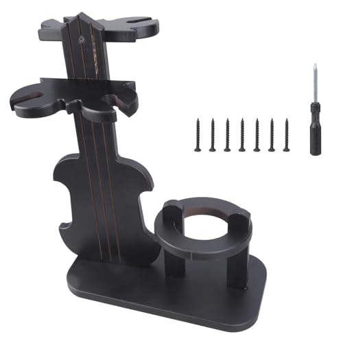Dawutocap Künstlerische Geigenform Holzstemwares Lagerregal Hält 4 Weingläser Platz Effizienter Küchenzubehör Handgefertigtes Holzstemwares Display von Dawutocap