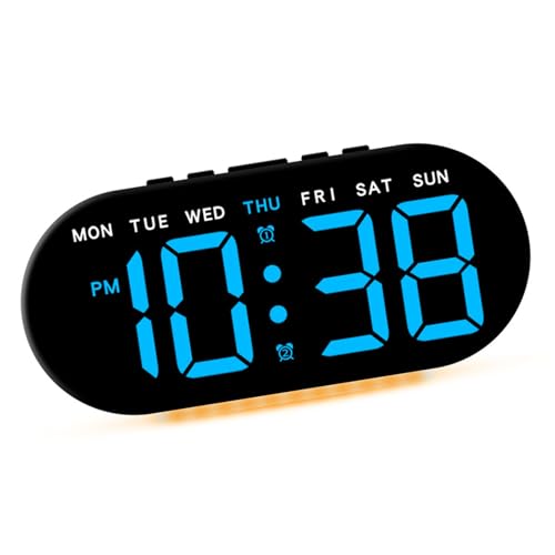 Dawutocap LED-Wecker mit großem LED-Display, einstellbare Helligkeit und dimmbar, für Schlafzimmer oder Büro, Nachttischuhr von Dawutocap