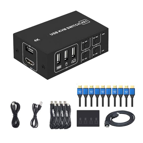 USB Kilo Virtual Machine Switcher 4K @ 60Hz Input With USB 4 In 1 Out Metal Housing Monitors Keyboards And To Control PC Space Saving Solution von Dawutocap