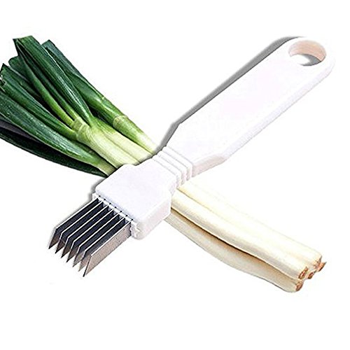 Perfectii Edelstahl Zwiebelhalter Slicer, Onion Negi Cutter Schneidemaschine Küchenwerkzeuge für Zwiebel, Gemüse, Frühlingszwiebel von Dawwoti