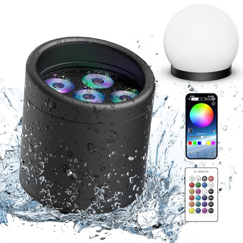 DayFlicker 108 W Akku Bühnenlicht IP65 Wasserdichte RGBW+UV Wiederaufladbare LED Par Scheinwerfer mit Fernbedienung/App/DMX512 Außen- Uplight discolicht für Party DJ Hochzeit Halloween Weihnachte von DayFlicker