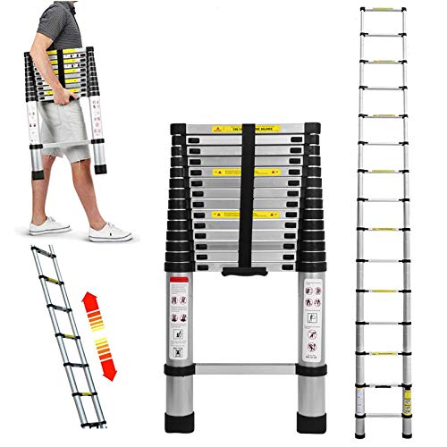 4,4M Teleskopleiter Alu Leiter Schiebeleiter Klappleiter Multifunktionsleiter Ausziehleiter 15 Sprossen Leicht zu tragen max Belastbarkeit 150 kg … von DayPlus