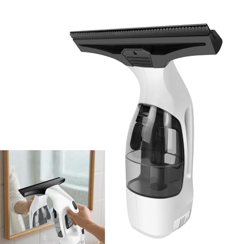 DayPlus 2000Pa Akku Fensterreiniger Set mit 28cm Gummiklinge und 24cm Mikrofaser Tuch, 300ml Sprayflasche, 3500mAh Batterie, bis zu 50 Minuten Strom von DayPlus