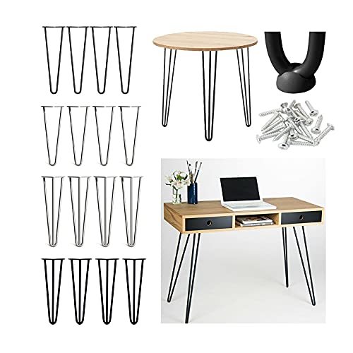 DayPlus 28" / 71cm Haarnadel Tischbeine, 4er Set Modern-Stil DIY Metall Möbelfüße Hairpin Legs mit Bodenschoner & Schrauben für Schreibtisch Schrank Nachtständer - 3 Streben Schwarz DayPlus 28" / 71cm Haarnadel Tischbeine, 4er Set Modern-Stil DIY Metall Möbelfüße Hairpin Legs mit Bodenschoner & Schrauben für Schreibtisch Schrank Nachtständer - 3 Streben Schwarz von DayPlus