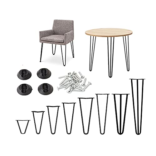 DayPlus Haarnadel Tischbeine 4X Hairpin Leg Möbelbein Haarnadelbeine aus Metall Tischzubehör DIY für Esstisch, Couchtisch, Schreibtisch, Hocker, Tisch & Schrank (10cm - 2 Stange, schwarz) von DayPlus