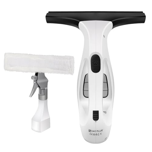 DayPlus Kabellose Fensterwaschmaschine mit 3500mAh Batterie, 2000Pa mit 28cm Squeegee zur Reinigung von Fenstern, Duschtüren, Spiegeln, Fliesen von DayPlus