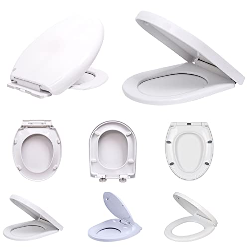 Toilettensitz O Form, Premium WC Deckel mit Absenkautomatik, Toilettendeckel Quick-Release-Funktion Klobrille Stabil WC Sitz, Leichte Reinigung Antibakterielle Weiß von DayPlus