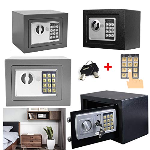 Tresor Safe 31x20x20 cm mit 2 Doppelstahlbolzen, Elektronischem Tresor mit Zahlenschloß + 2 Notschlüssel, Sicherheitsbox für Hotel, Büro und Heim, Schwarz von DayPlus