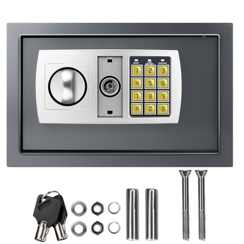 Tresor mit 2 Schlüssel und Elektronikschloss Wandtresor Feuerfest Wasserdicht Elektronischer Safe Eisenstahl Safe Schranktresor für Geschäft Bargeld/Geld/Schmuck/Wertsachen 8.5L Grau Tresor mit 2 Schlüssel und Elektronikschloss Wandtresor Feuerfest Wasserdicht Elektronischer Safe Eisenstahl Safe Schranktresor für Geschäft Bargeld/Geld/Schmuck/Wertsachen 8.5L Grau von DayPlus