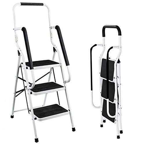 Trittleiter 3 Stufen mit Handlauf Faltbar Leiter Klapptritt und Großen Stufen Haushaltsleiter Metall Klapptreppe Stehleiter, bis 150 kg Trittleiter 3 Stufen mit Handlauf Faltbar Leiter Klapptritt und Großen Stufen Haushaltsleiter Metall Klapptreppe Stehleiter, bis 150 kg von DayPlus