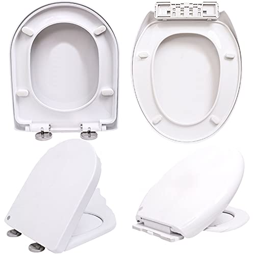 WC Sitz Toilettendeckel mit Absenkautomatik O form Antibakterielle Leichte Reinigung, Duroplast Klodeckel Abnehmbar WC Deckel Softclose Absenkautomatik von DayPlus