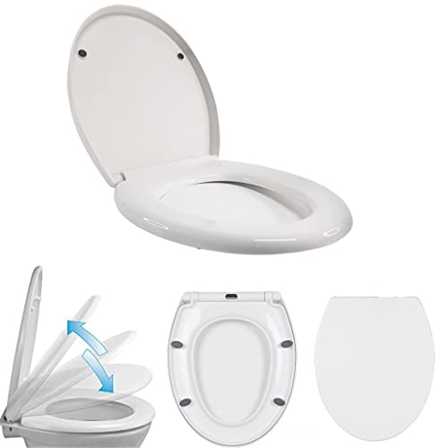 WC Sitz mit Absenkautomatik, Toilettendeckel O Form Antibakterielle, Toilettensitz Klobrille aus Duroplast Klodeckel mit Quick-Release-Funktion und Zubehör aus Metall von DayPlus