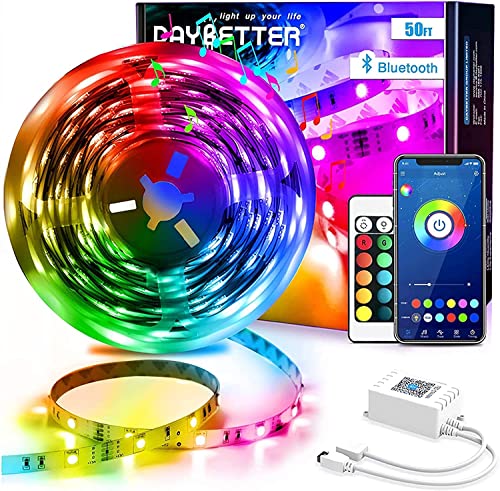 DAYBETTER LED Strip 15M, led band 5050 RGB LED Streifen Bluetooth App-Steuerung LED Lichterkette Musik-Sync mit Fernbedienung für Schlafzimmer, Küche, Wohnzimmer und TV von DAYBETTER