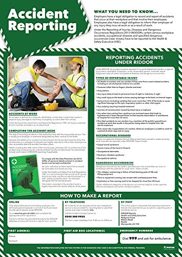 Daydream Education Poster „Accident Reporting“, laminiertes Glanzpapier, 850 x 594 mm (A1), Wandposter für Gesundheit und Sicherheit in Büro und Gewerbe (evtl. nicht in deutscher Sprache) von Daydream Education