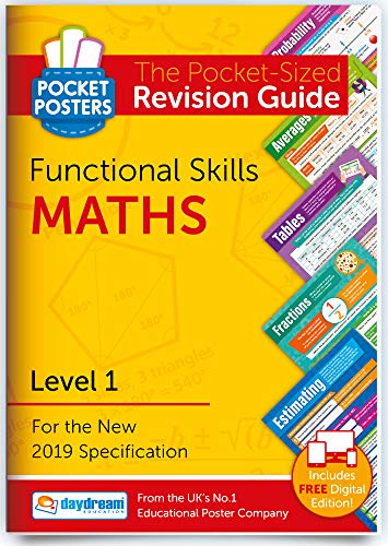 Functional Skills Maths (Level 1), Pocket Posters: The Pocket-Sized Maths Revision Guide für Mathematik, Taschenbuch, entspricht Level-1-Vorgaben, mit kostenloser digitaler Ausgabe für Computer, Handys, Tablets, englische Version von Daydream Education